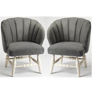 home square velvet accent chair in gray and white - set of 2
