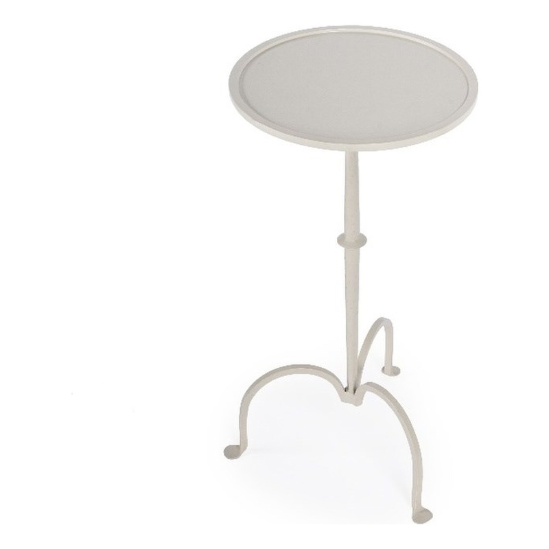 Home Square Industrial Chic Pedestal Table in Gray & Beige Iron - Set of 2