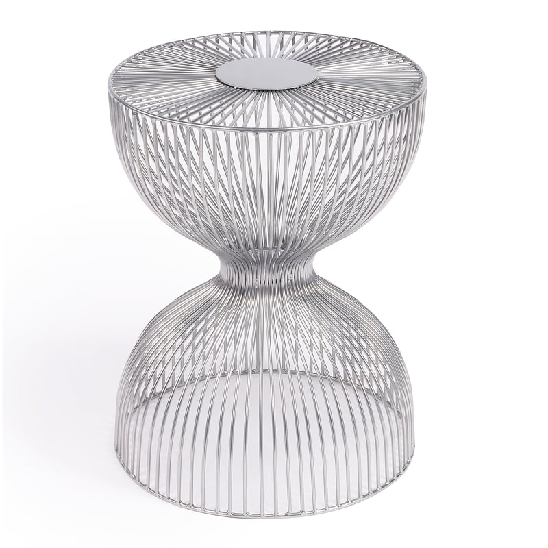 Home Square Modern Metal End Table in Silver Finish - Set of 2