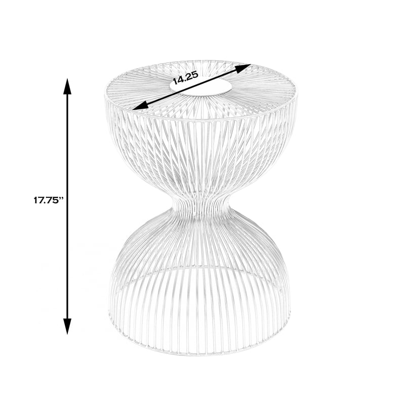 Home Square Modern Metal End Table in Silver Finish - Set of 2