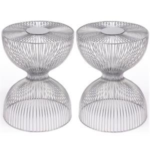 Home Square Modern Metal End Table in Silver Finish - Set of 2