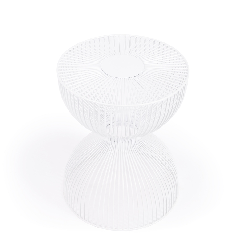 Home Square Modern Metal End Table in White Finish - Set of 2