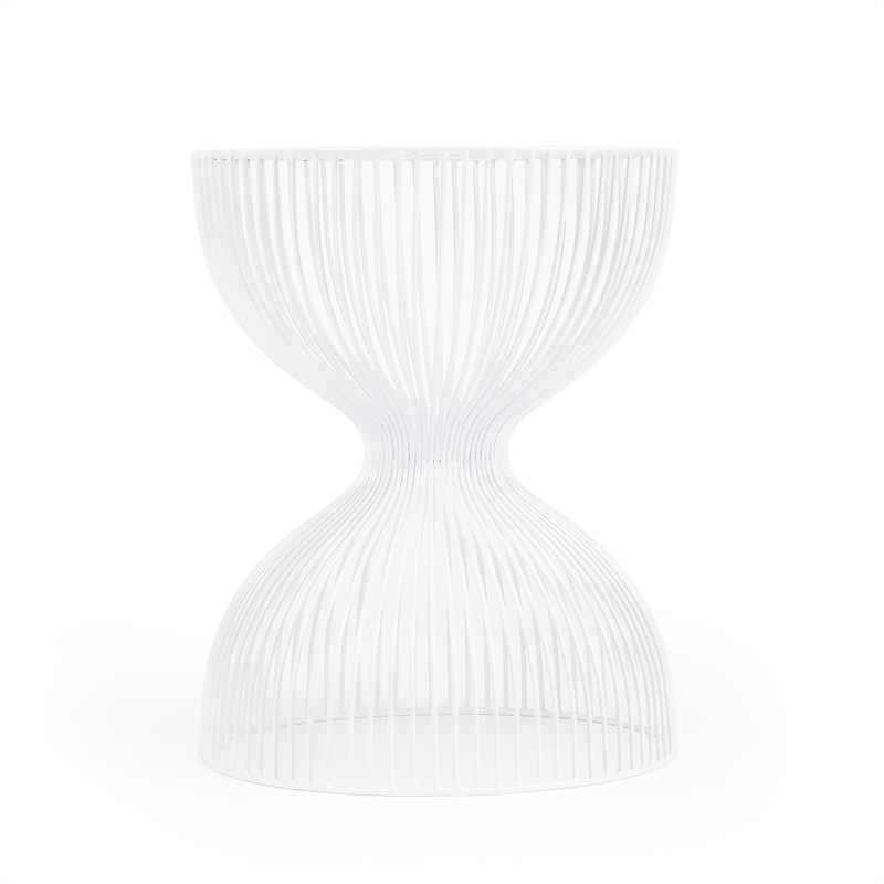 Home Square Modern Metal End Table in White Finish - Set of 2