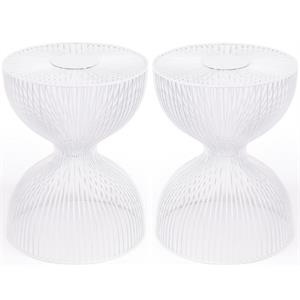 Home Square Modern Metal End Table in White Finish - Set of 2