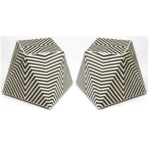 Home Square Bone Inlay Accent Table in Black Finish - Set of 2