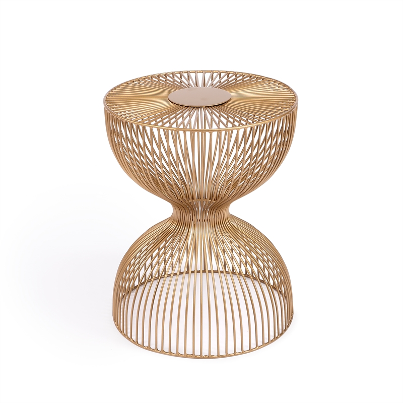 Home Square Modern Metal End Table in Gold Finish - Set of 2