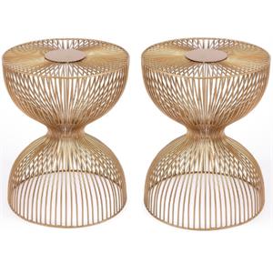 Home Square Modern Metal End Table in Gold Finish - Set of 2