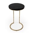Home Square Transitional Marble Accent Table in Black and Gold - Set of 2