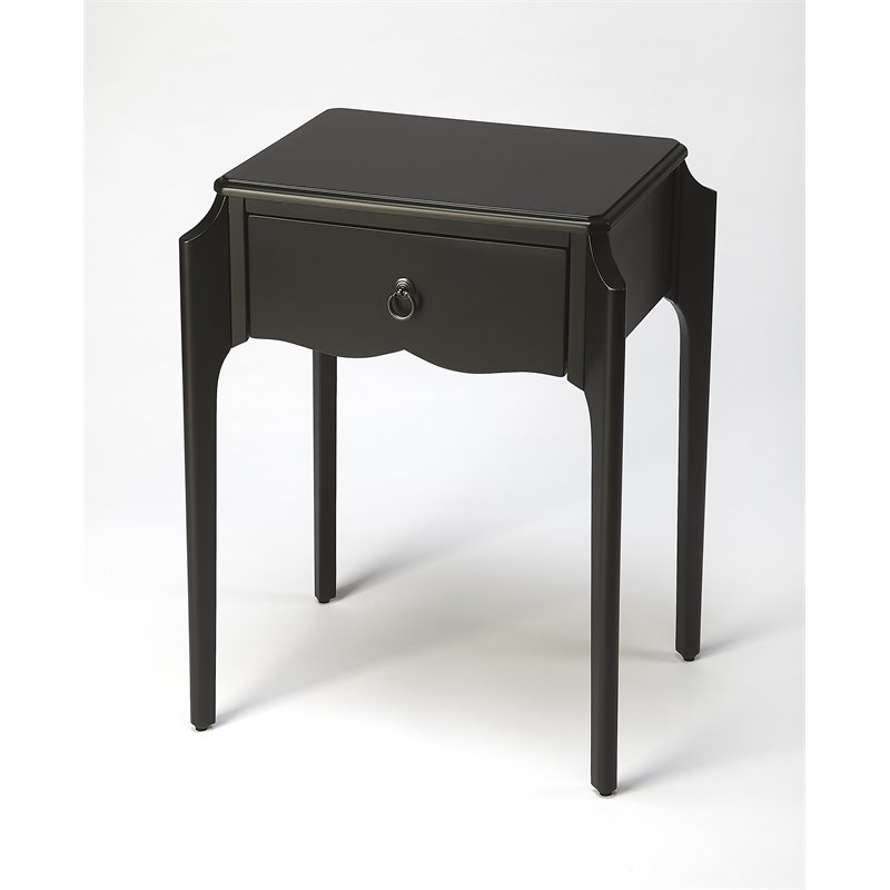 Home Square Transitional Rubberwood Nightstand in Black - Set of 2