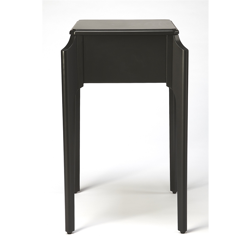 Home Square Transitional Rubberwood Nightstand in Black - Set of 2
