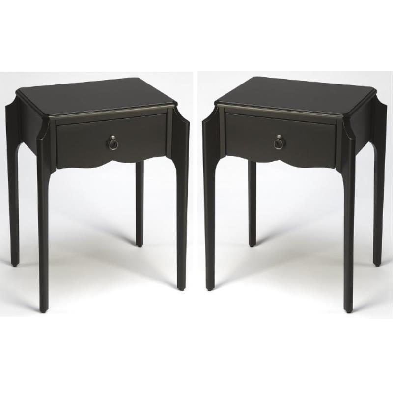 Home Square Transitional Rubberwood Nightstand in Black - Set of 2