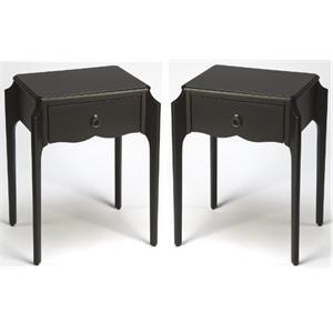 Home Square Transitional Rubberwood Nightstand in Black - Set of 2