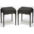 Home Square Transitional Rubberwood Nightstand in Black - Set of 2
