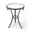 Home Square Glass and Metal Accent Table in Black - Set of 2