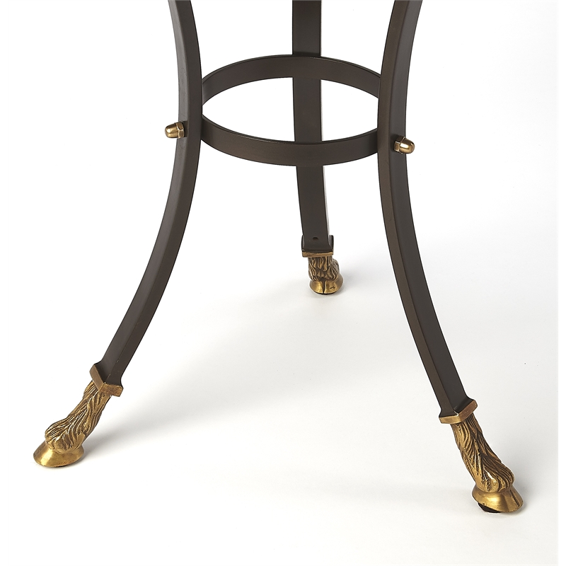 Home Square Glass and Metal Accent Table in Black - Set of 2