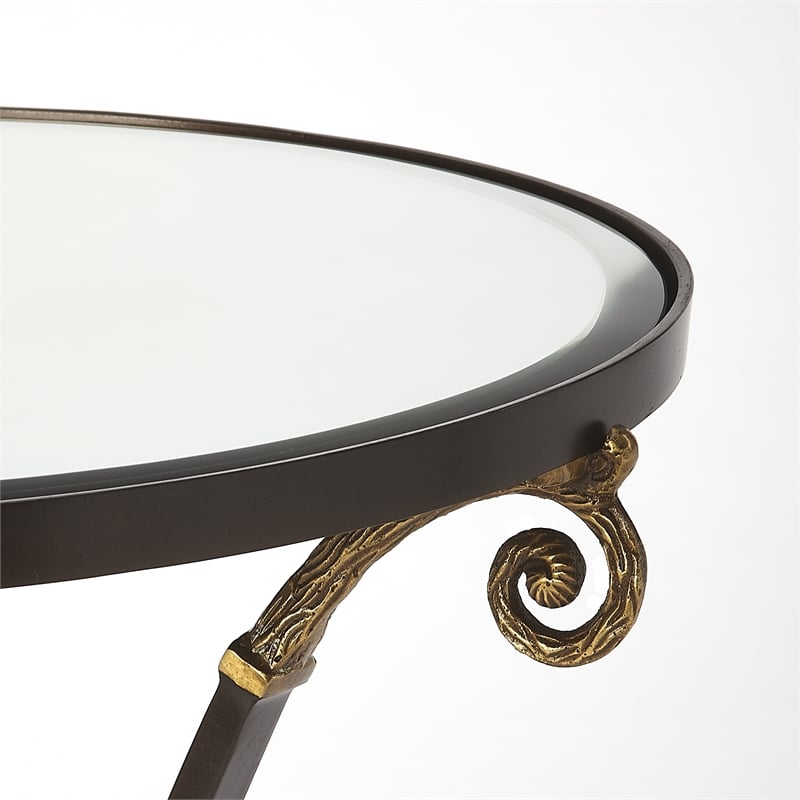 Home Square Glass and Metal Accent Table in Black - Set of 2