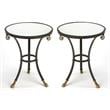 Home Square Glass and Metal Accent Table in Black - Set of 2