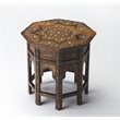Home Square Wood and Bone Inlay End Table in Medium Brown - Set of 2