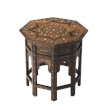 Home Square Wood and Bone Inlay End Table in Medium Brown - Set of 2