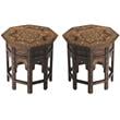 Home Square Wood and Bone Inlay End Table in Medium Brown - Set of 2