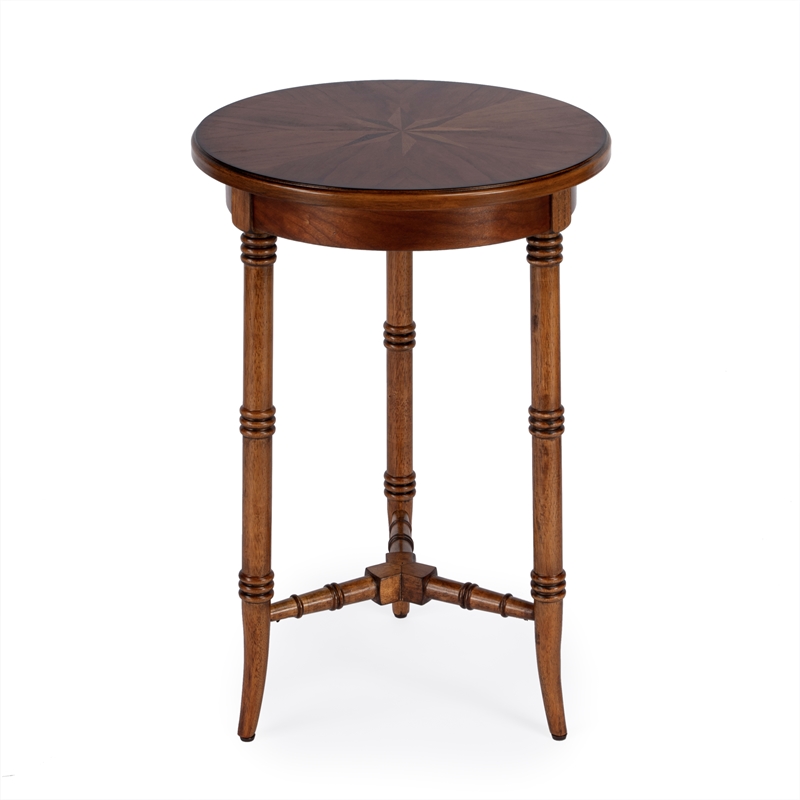 Home Square Traditional Accent Table in Olive Ash Burl - Set of 2