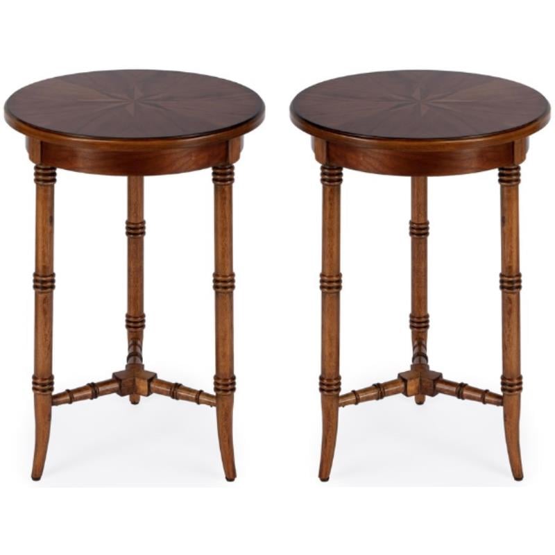 Home Square Traditional Accent Table in Olive Ash Burl - Set of 2