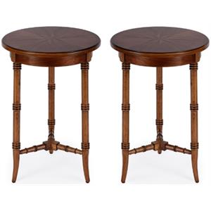 Home Square Traditional Accent Table in Olive Ash Burl - Set of 2