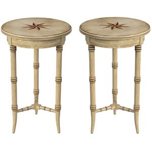 home square rubberwood accent table in antique beige - set of 2