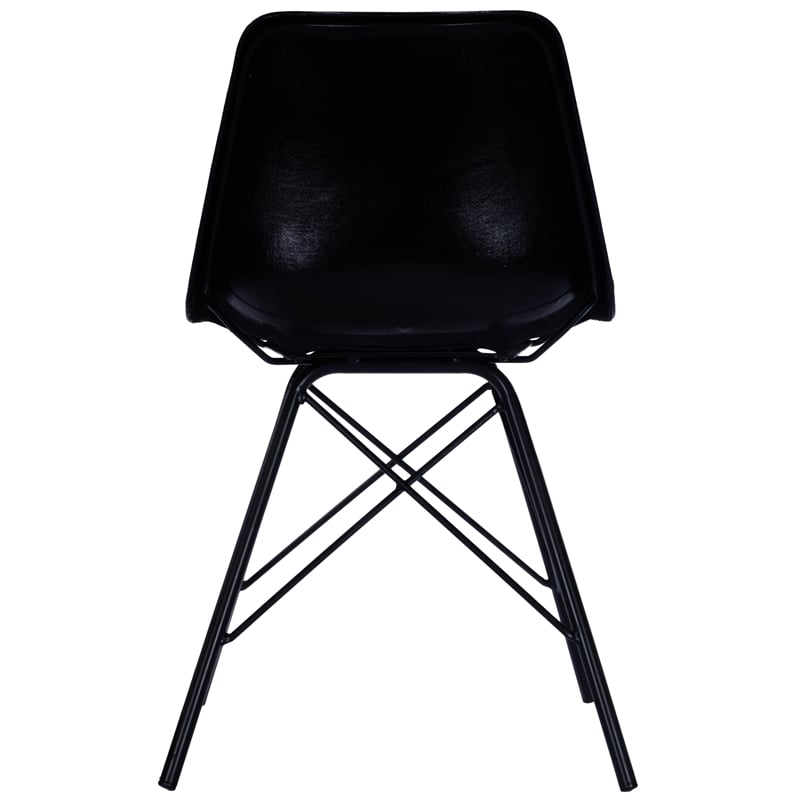 Home Square Modern Leather Side Chair in Black Finish - Set of 2