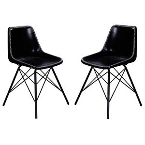home square modern leather side chair - set of 2