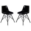 Home Square Modern Leather Side Chair in Black Finish - Set of 2