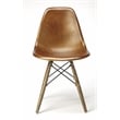Home Square Leather & Mango Wood Side Chair in Brown - Set of 2