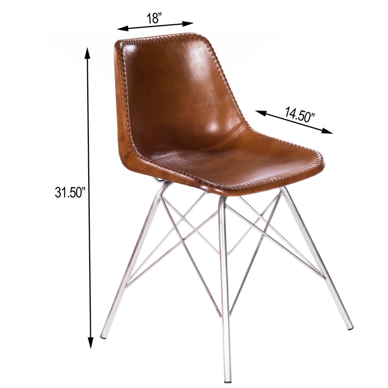 Home Square Modern Leather Side Chair in Light Brown - Set of 2