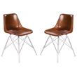 Home Square Modern Leather Side Chair in Light Brown - Set of 2