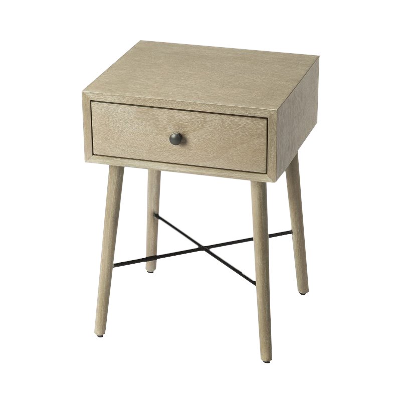 Home Square Bayur Wood Drawer Accent Table in Gray - Set of 2