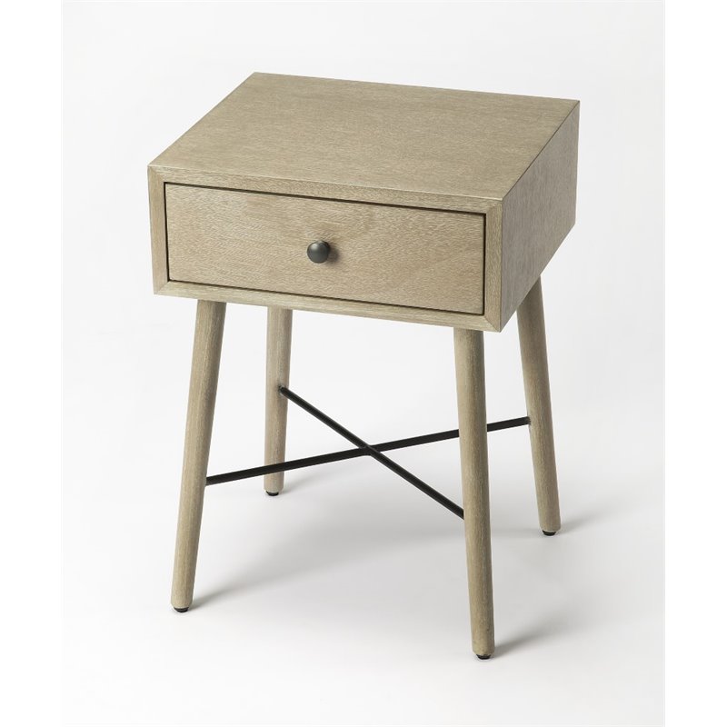 Home Square Bayur Wood Drawer Accent Table in Gray - Set of 2