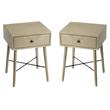 Home Square Bayur Wood Drawer Accent Table in Gray - Set of 2