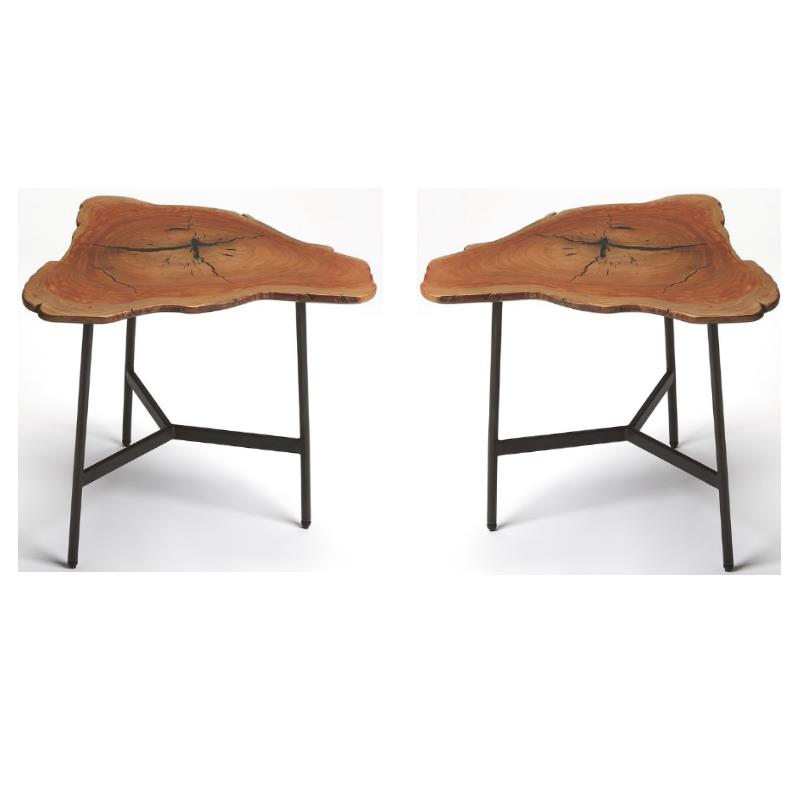 Home Square Modern Live Edge End Table in Natural Finish - Set of 2