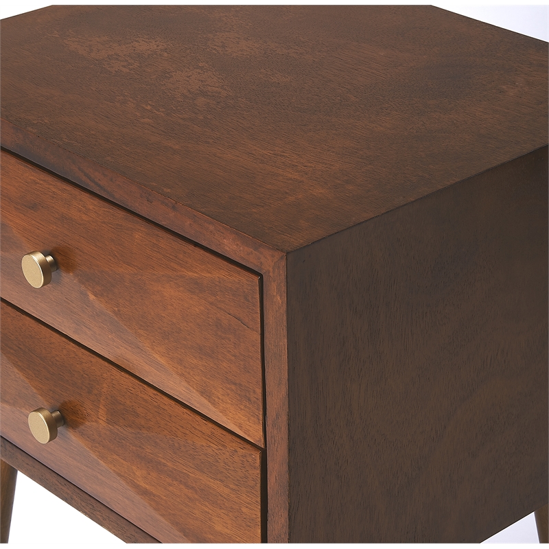 Home Square Modern Two Drawer Nightstand in Brown Finish - Set of 2