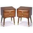Home Square Modern Two Drawer Nightstand in Brown Finish - Set of 2