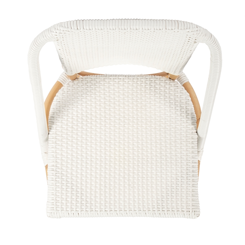 Home Square Rattan Dining Chair in Glossy White Finish - Set of 2