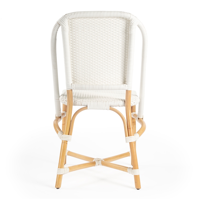 Home Square Rattan Dining Chair in Glossy White Finish - Set of 2