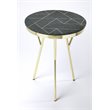 Home Square Marble and Brass Accent Table in Green - Set of 2