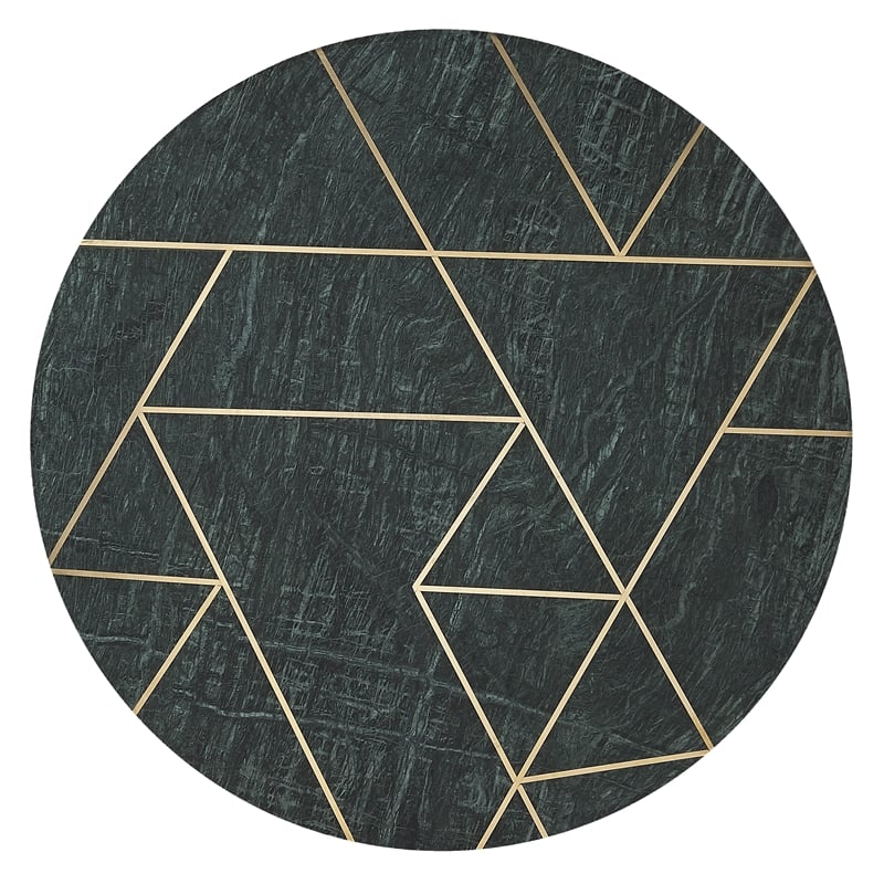 Home Square Marble and Brass Accent Table in Green - Set of 2