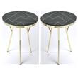 Home Square Marble and Brass Accent Table in Green - Set of 2