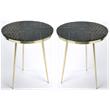 Home Square Modern Marble and Brass Accent Table in Green - Set of 2