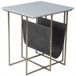 Home Square Marble and Leather Magazine Table in Beige - Set of 2