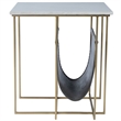Home Square Marble and Leather Magazine Table in Beige - Set of 2