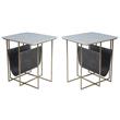 Home Square Marble and Leather Magazine Table in Beige - Set of 2