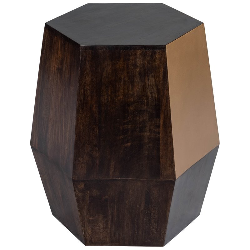 Home Square Wood Accent Table in Antique Gold Finish - Set of 2